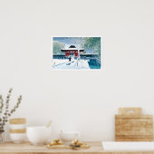 Poster ukiyoe - hasui - No.8 Neige au parc Shiba - (Cuisine)