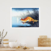 Poster Ukiyoe [Koson] Renard par l'Eau Lune (M) (Cuisine)