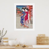 Poster ukiyoe - Yoshida - 14 - Maiko - (Cuisine)