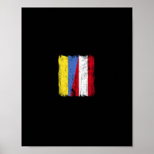 Poster Ukraine Autriche Drapeau Demi Ukrainien Héritage A