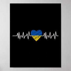 Poster Ukraine Battement de coeur Drapeau Ukraine J'aime