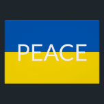 Poster Ukraine bleu paix jaune drapeau de texte personnal<br><div class="desc">Ukraine bleu de paix jaune couture</div>