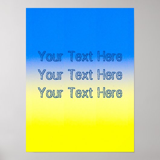 Poster Ukraine bleue et jaune Texte personnalisé inspiré (Devant)