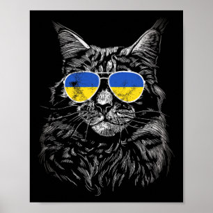 Poster Ukraine Chat Slava Ukraine Lunettes de soleil Drap