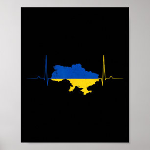 Poster Ukraine Cœur Ukrainien Battement de coeur Vintage