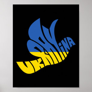 Poster Ukraine Colombe de la Paix Word Art - Fierté Ukrai