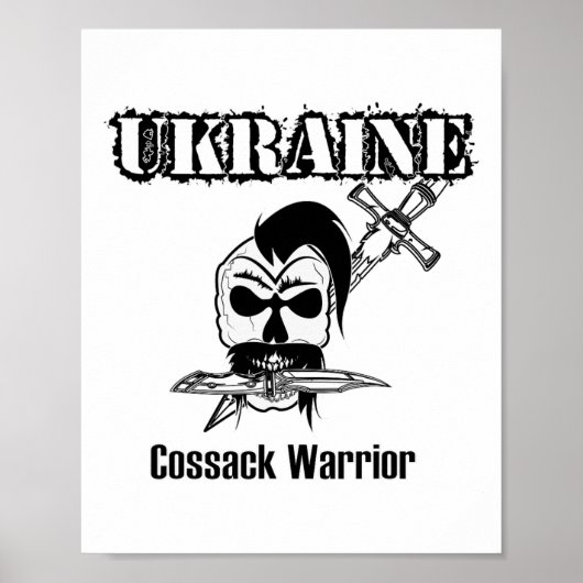 Poster Ukraine Cossack Warrior - Support Ukraine  (Devant)