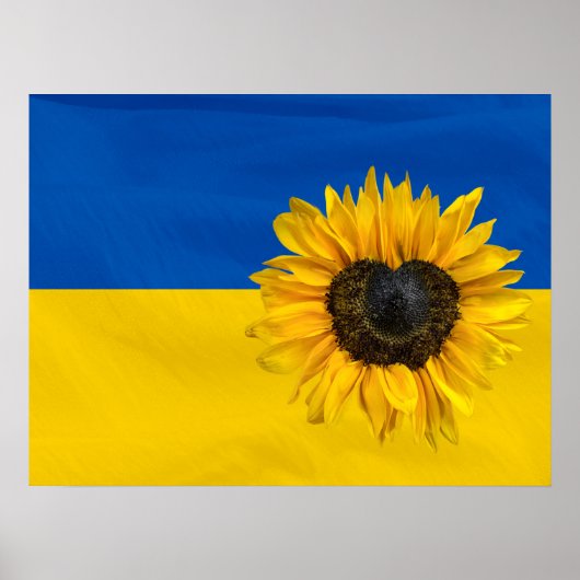 Poster Ukraine Drapeau Avec Tournesol Coeur (Devant)