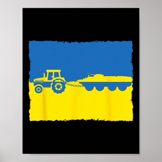 Poster Ukraine Farmer Tractor Stealing A Russian Tank Fun (Devant)