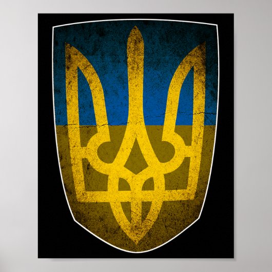 Poster Ukraine Flag And Trident Ukrainian  (Devant)