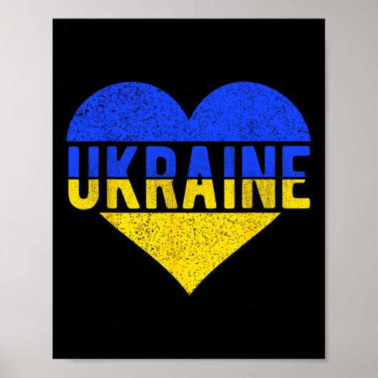 Poster Ukraine Flag Design - Heart  (Devant)