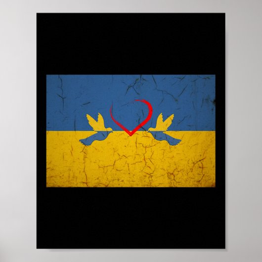 Poster Ukraine Flag With Heart  (Devant)