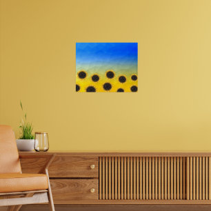 Poster Ukraine jaune bleu géométrie maillage motif Fleurs