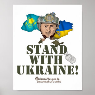 Poster Ukraine Kazakhstan Zelenskyy Soutenez l'Ukraine