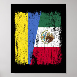Poster Ukraine Mexique Demi-Drapeau Ukrainien Héritage Me