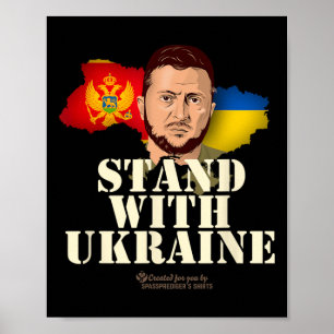Poster Ukraine Monténégro Volodymyr Zelensky Soutenez l'U