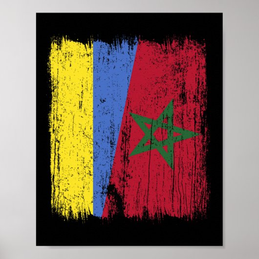 Poster Ukraine Morocco Half Flag Ukrainian Moroccan Herit (Devant)