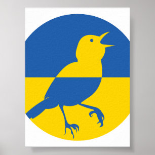 Poster Ukraine Nightingale Ukraine drapeau animal nationa