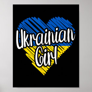 Poster Ukraine pour fille cœur ukrainien drapeau pour fem