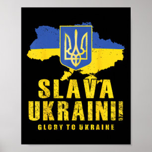 Poster Ukraine Slava Ukraini Tryzub Gloire à l'Ukraine Dr