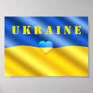 Poster Ukraine - Soutien - Paix Liberté - Drapeau ukraini