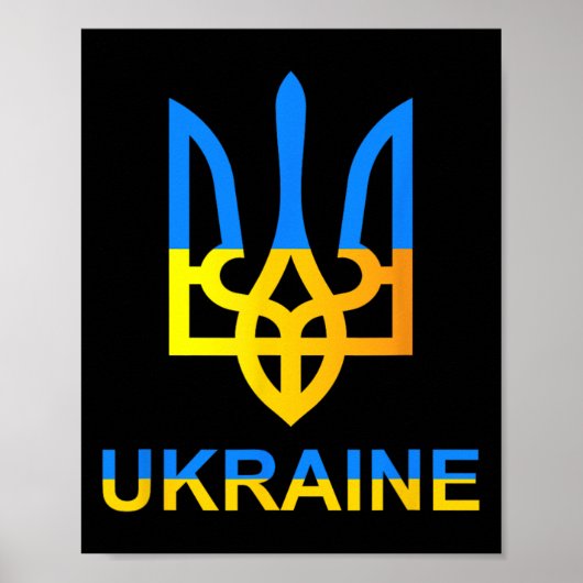 Poster Ukraine Tryzub Trident Bold Modern Flag Style Grap (Devant)