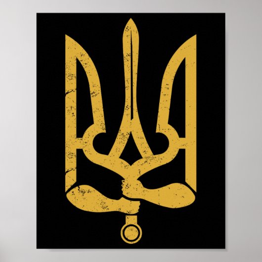 Poster Ukraine Ukrainien Kiev Trysub Drapeau 10  (Devant)