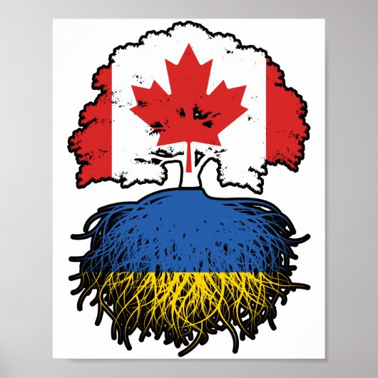 Poster Ukraine Ukrainienne Canada drapeau des racines de  (Devant)