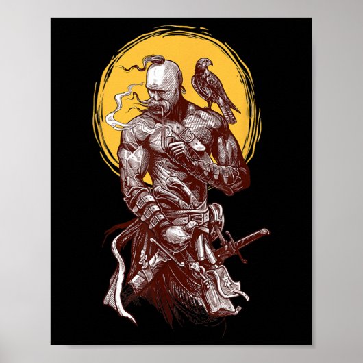 Poster Ukrainian Cossack Warrior Holding Sword Fighting F (Devant)