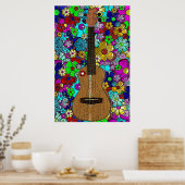 Poster Ukulele avec Fleurs de Hip Super et Coeur (Cuisine)
