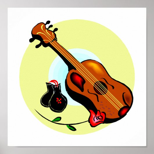Poster Ukulele Castanets Rose Design Graphique (Devant)