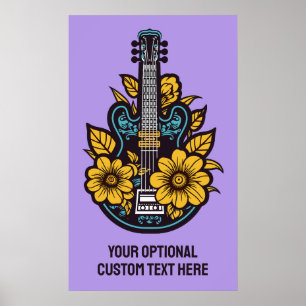 Poster Ukulele de texte et de couleur personnalisée