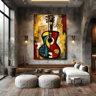 Poster Ukulele expressionniste abstrait – Moderne symboli