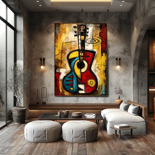 Poster Ukulele expressionniste abstrait – Moderne symboli