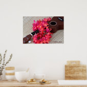 Poster Ukulele & Red Flower Lei (Cuisine)