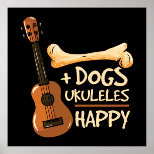 Poster Ukulélés Chien Heureux