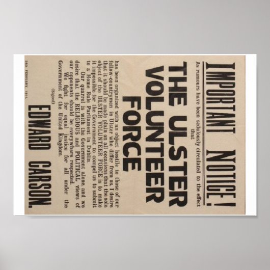 Poster Ulster 1913. (Devant)