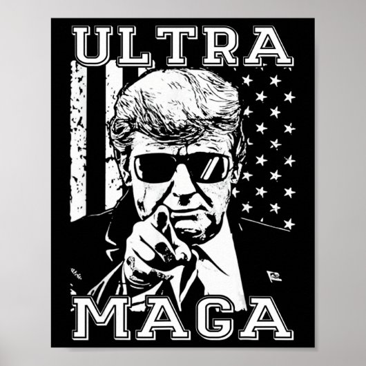 Poster Ultra MAGA Fun Anti Biden US Flag Pro Trump Trend (Devant)