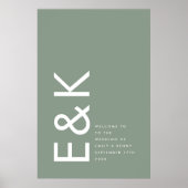 Poster Ultra moderne Gras Grand Monogramme Vert (Devant)