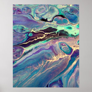 Poster Ultra Violet Fluid Marble Acrylique Art Abstrait