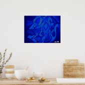 Poster Ultramarine Bleu Moderne Art Abstrait contemporain (Cuisine)