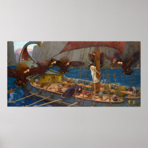 Poster Ulysse et les sirènes par J.W. Waterhouse