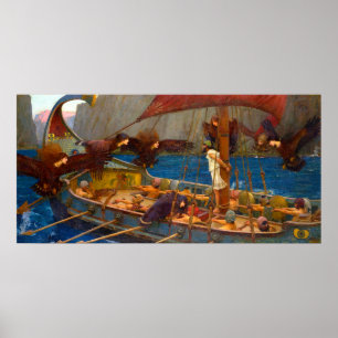 Poster Ulysse et les Sirènes par John William Waterhouse