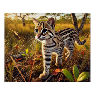 Poster Um gato-do-mato no Pantanal.