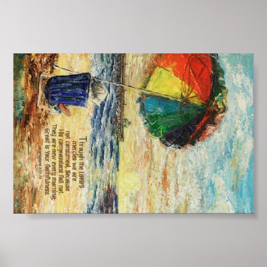 Poster Umbrella Sunrise Lamentations 3:22-23 (Devant)