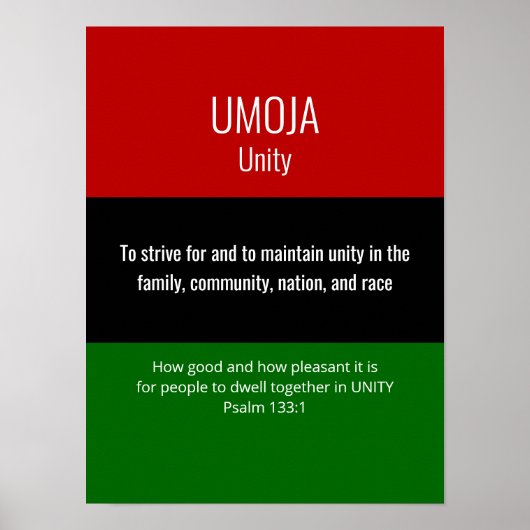 Poster UMOJA Unité Kwanzaa (Devant)