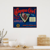 Poster Umpqua Chief Apple Crate LabelSutherlin, OU (Cuisine)