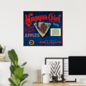 Poster Umpqua Chief Apple Crate LabelSutherlin, OU (Bureau à domicile)