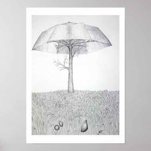 Poster Umrella Tree B&W (Devant)