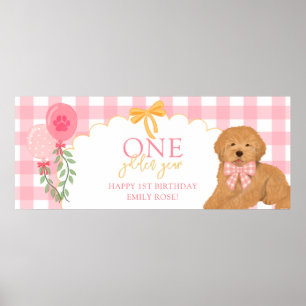 Poster Un an en or du Golden Year Goldendoodle Chien Rose